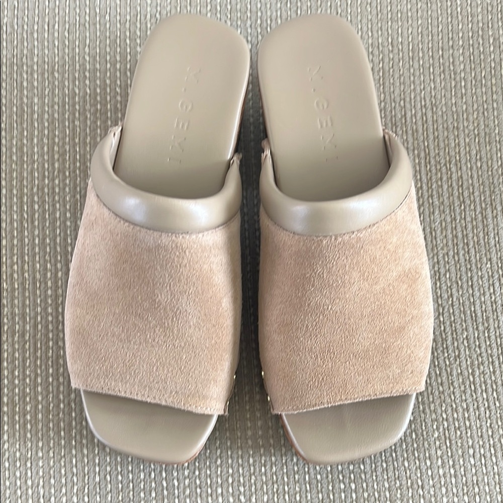 M. Gemi Tan Mules Sleek Design